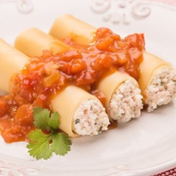 Para terminar a semana: canelone de ricota e peito de peru