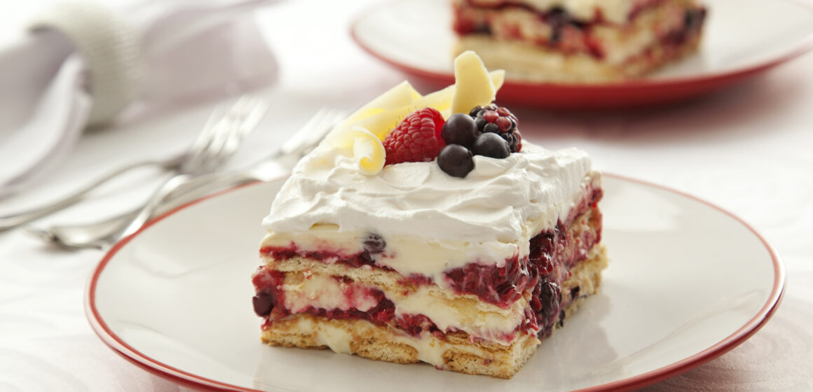 Pavê de Chocolate Branco e Frutas Vermelhas para o Ano Novo