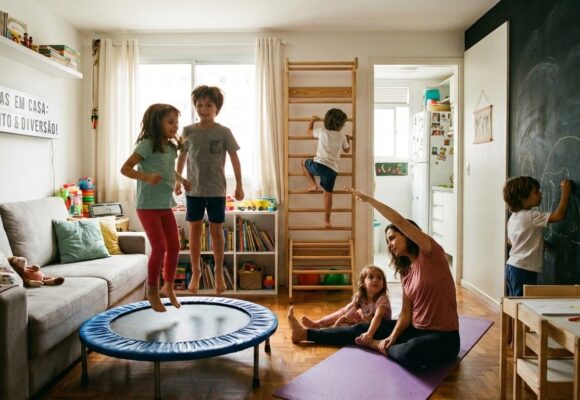 Férias escolares em casa: como manter as crianças ativas com brincadeiras em família
